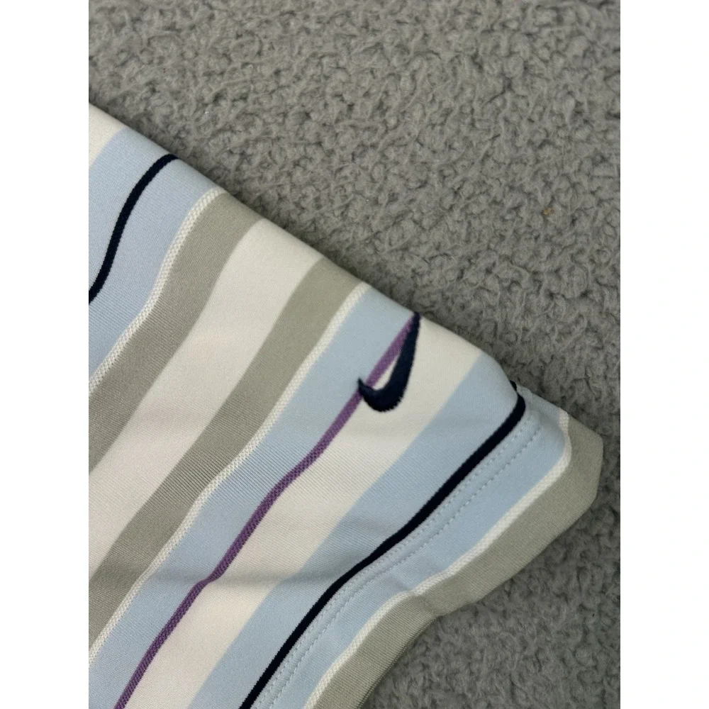 Nike Golf Polo Shirt Men Large Multicolor Stripe Dri Fit Lightweight Performance